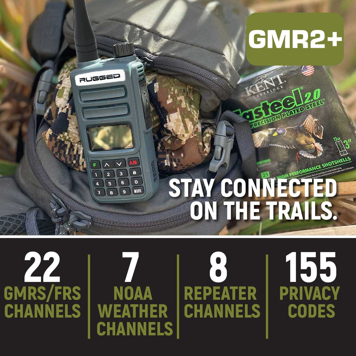 BUNDLE Rugged GMR2 PLUS GMRS and FRS Two Way Handheld Radio with Han