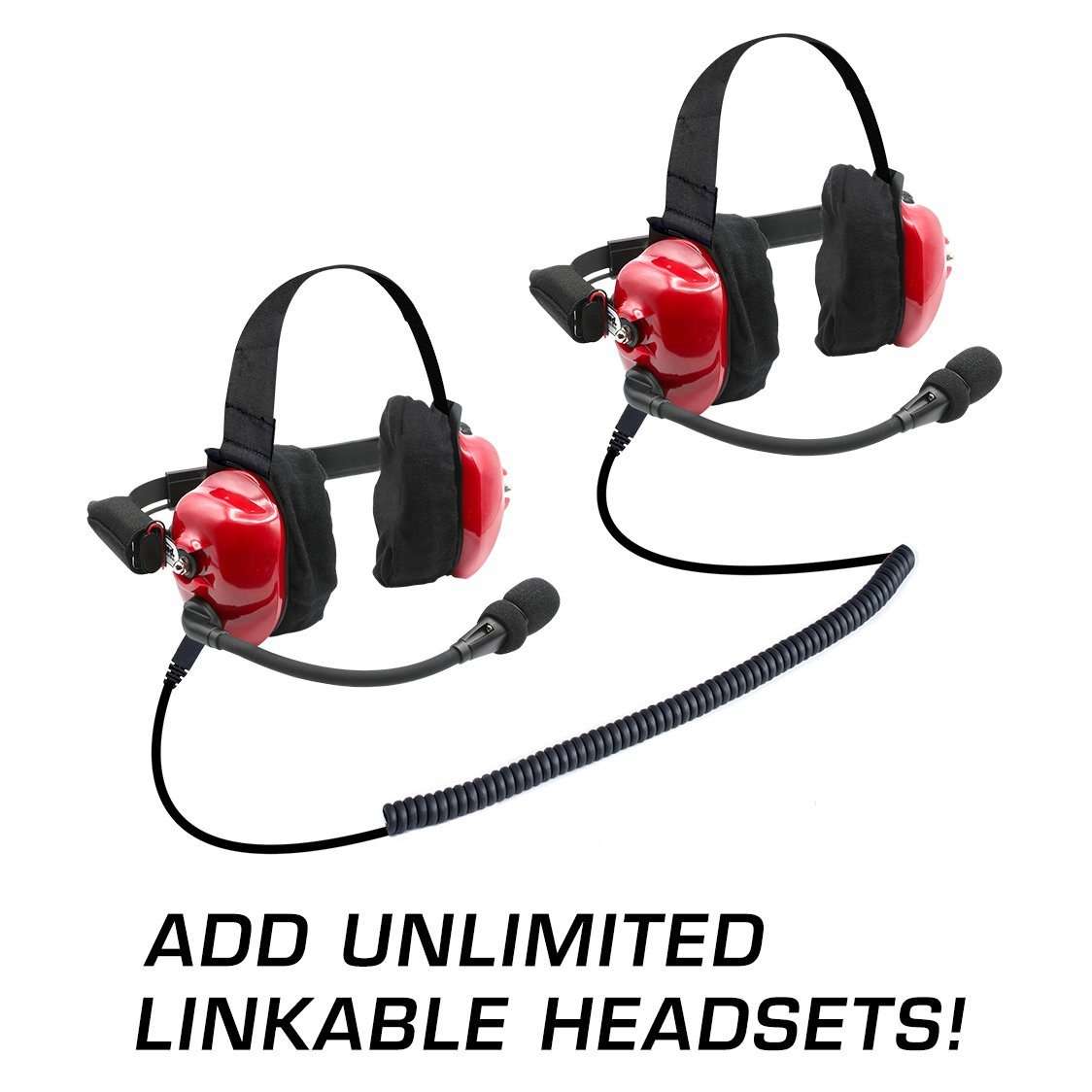 NASCAR Race Fan Linkable Intercom Scanner Over The Ear Two Way Headsets w Mic Cables Nitro Bee Receiver and Carry Bag - 3