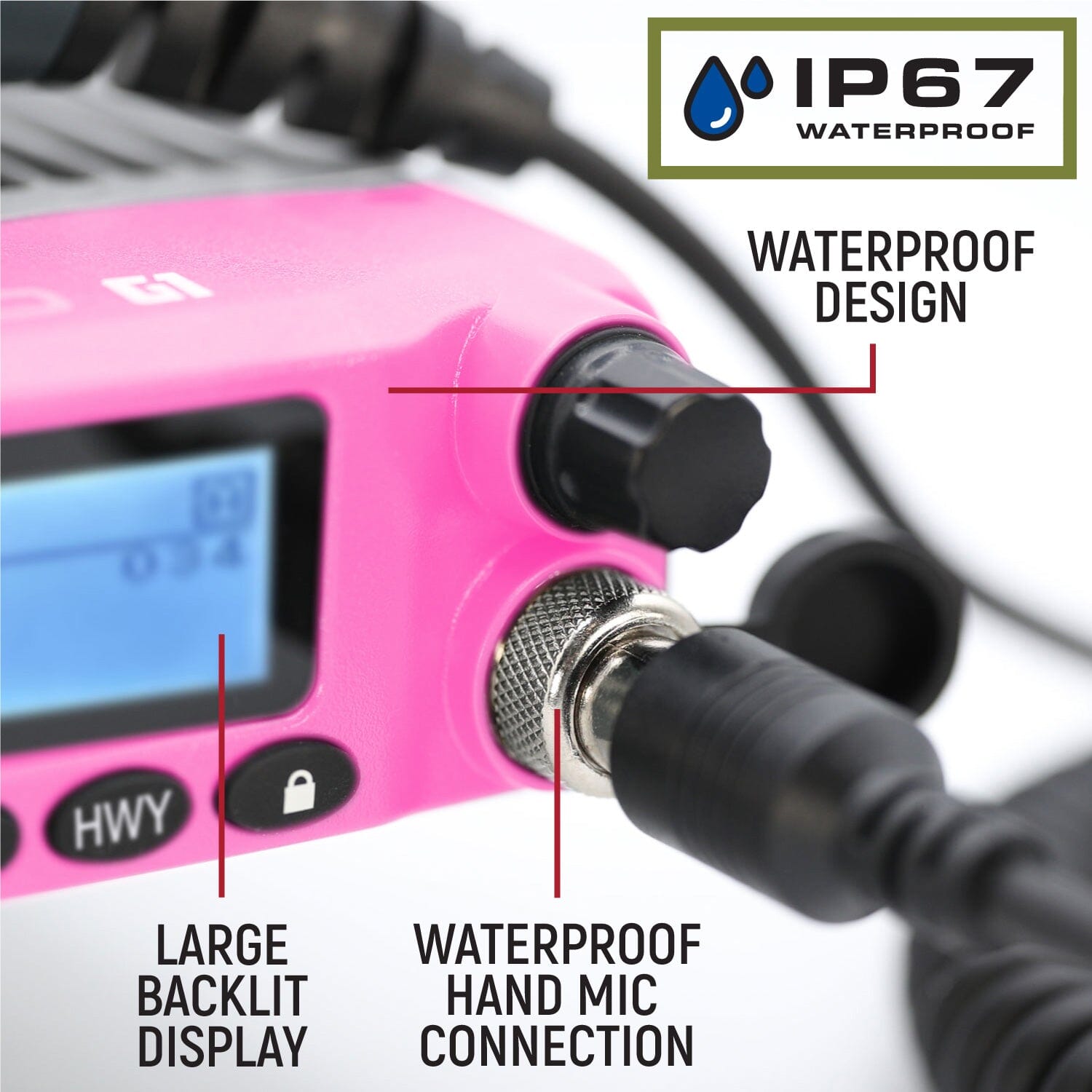 Radio Kit - Pink Rugged G1 ADVENTURE SERIES Waterproof GMRS Mobile Radio with Antenna