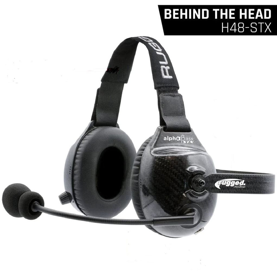 AlphaBass Carbon Fiber Headset for STEREO and OFFROAD Intercoms - Behind the Head - Model H48