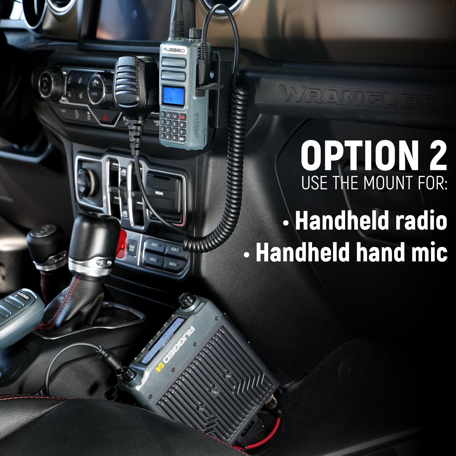Handheld Radio Grab Bar Mount for Jeep Wrangler JK, JKU, JL and