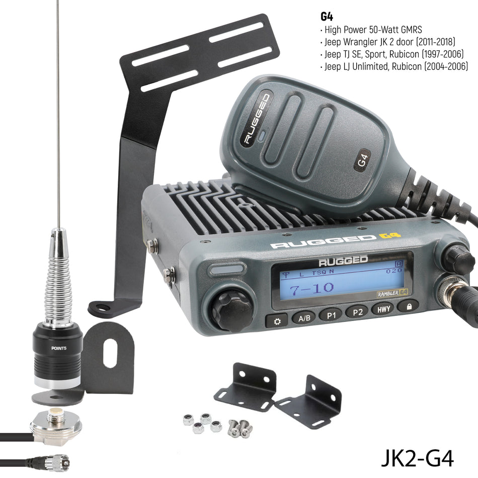 Kit de radio móvil GMRS bidireccional para Jeep Wrangler JK y JKU