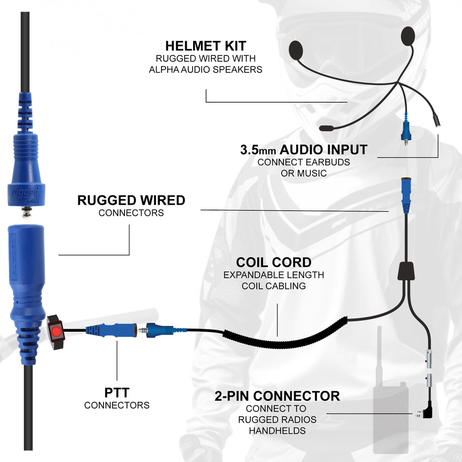 RACE SERIES Complete Motorcycle Communication Kit with OFFROAD Cables