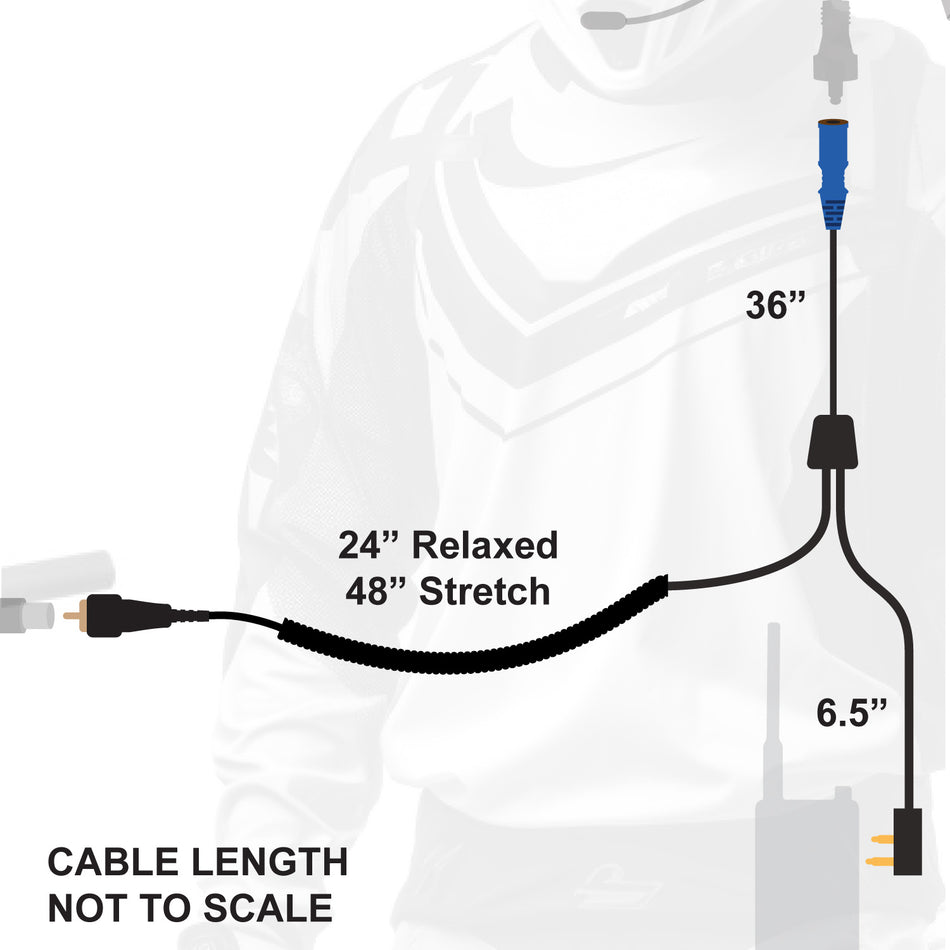RUGGED Wired MOTO MAX Motorcycle Harness with Pre-Wired 2-Pin Rugged Handheld Radio Connector