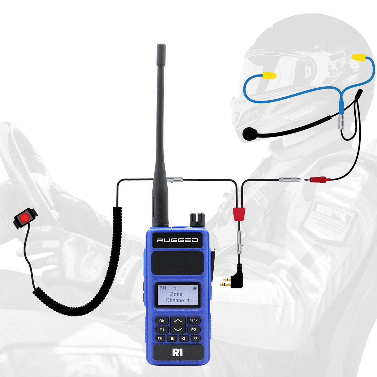 NASCAR Driver Only Racing Communication Kit with R1 Radio – Rugged Radios