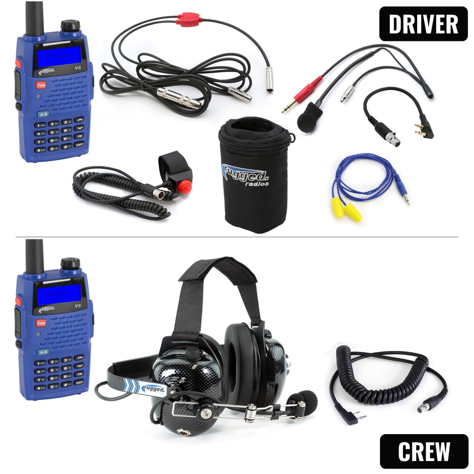 Ces Racing Radios NASCAR Driver and Crew Chief Racing Kit with V3 Radios – Rugged Radios