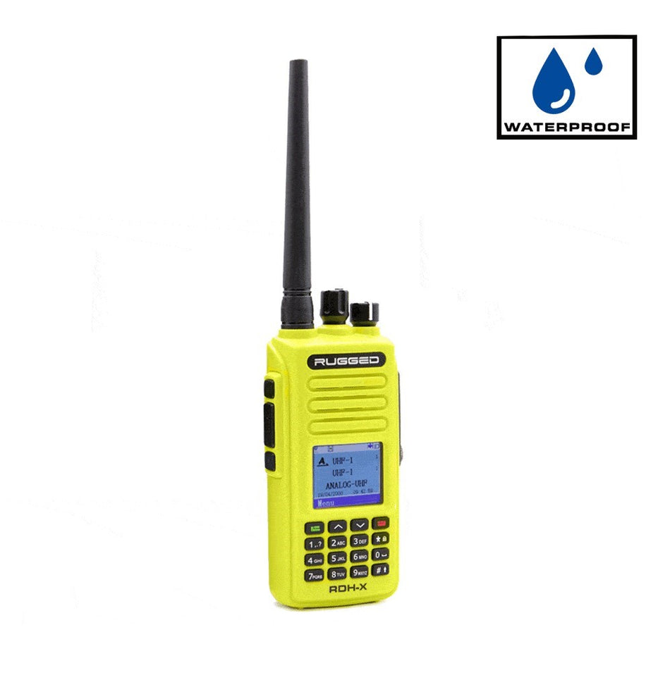 Rugged RDH-X Waterproof Dual Band Handheld Radio - High Viz Yellow - CLEARANCE
