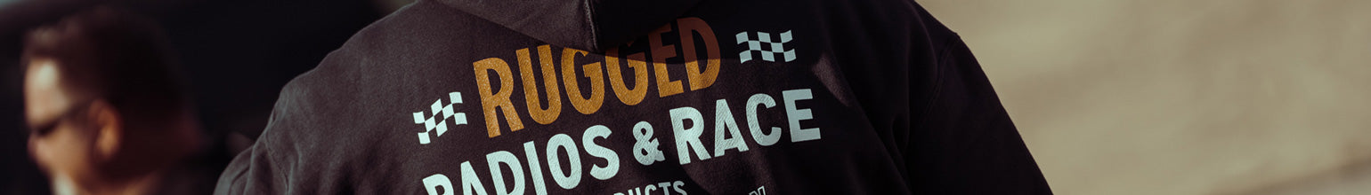 Rugged Radios apparel and gear including hats, shirts, beanies, sweatshirts, koozies, gift cards, and more