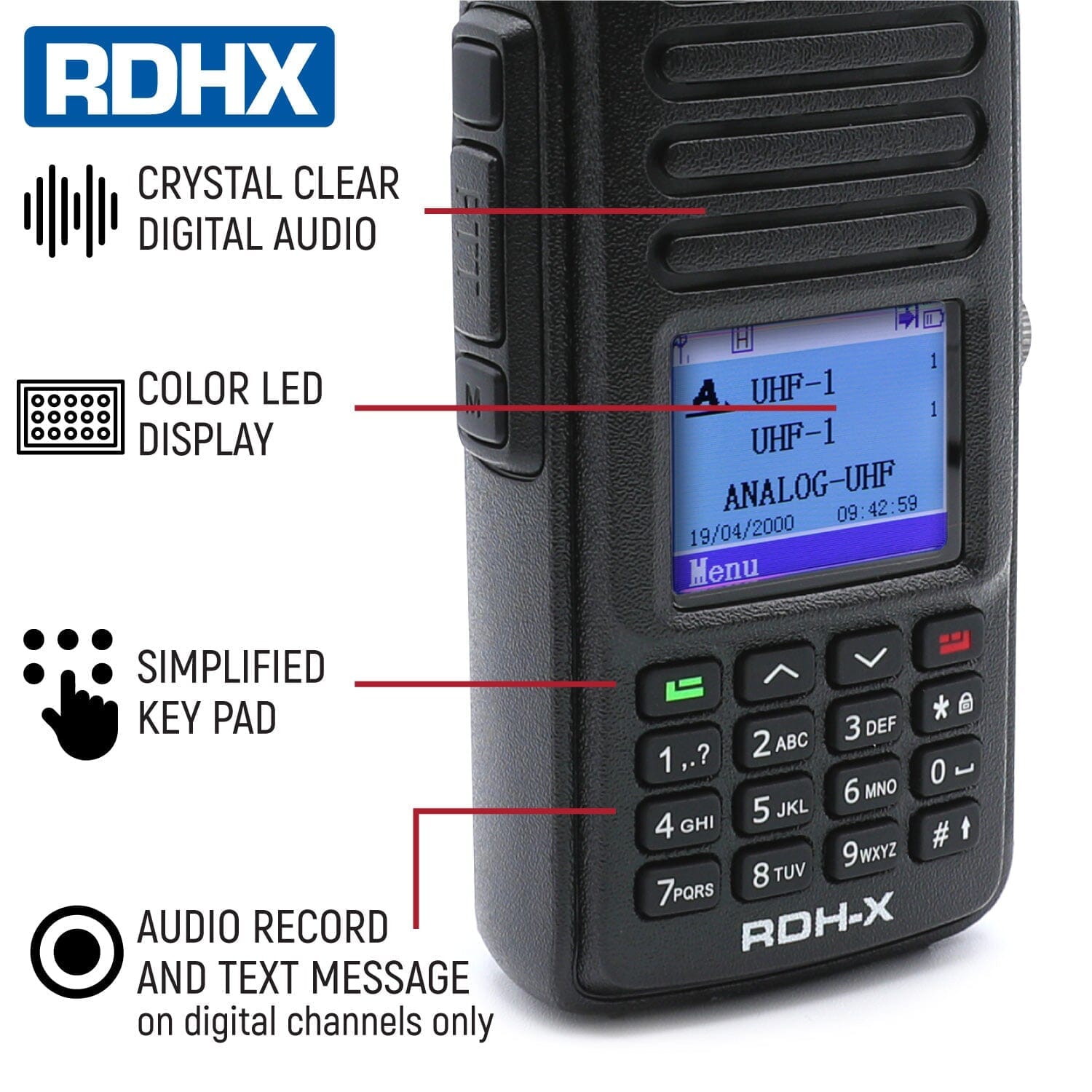 Rugged RDH-X Waterproof Business Band Handheld - Black - Demo - Clearance