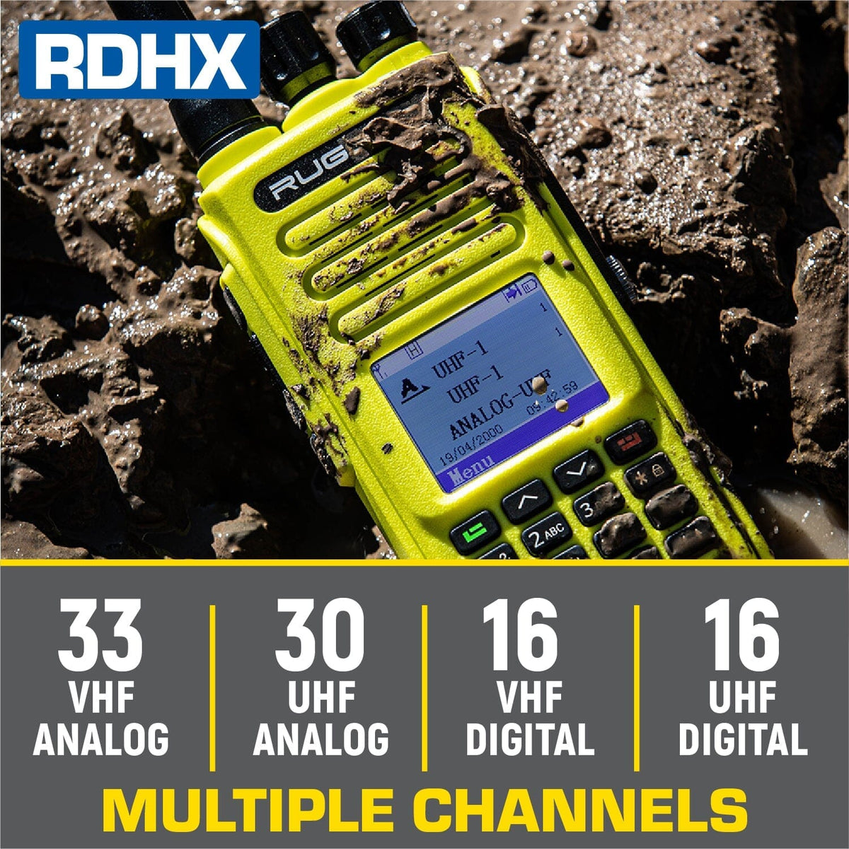 Rugged RDH-X Waterproof Business Band Handheld - Black - Demo - Clearance