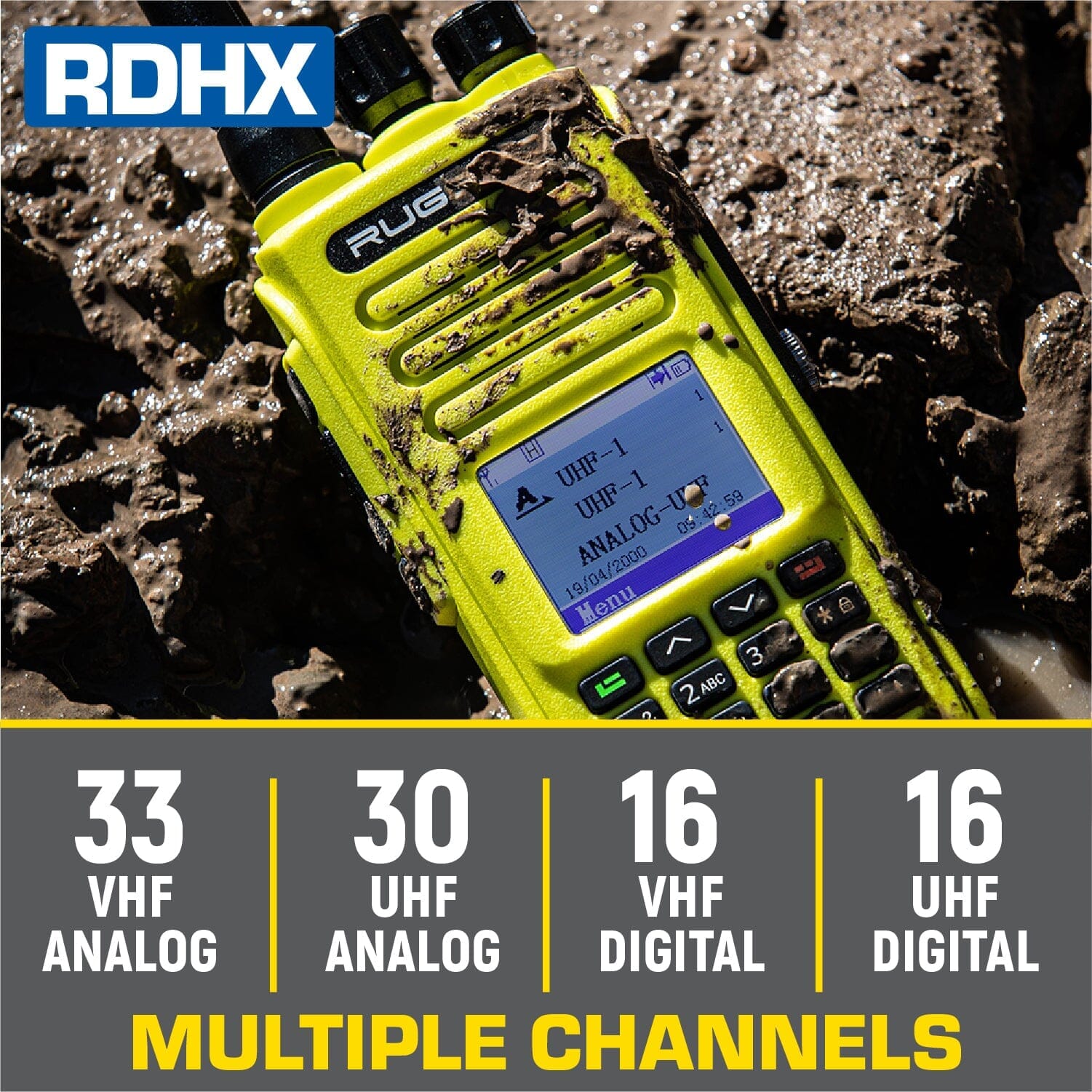Rugged RDH-X Waterproof Business Band Handheld - Black - Demo - Clearance