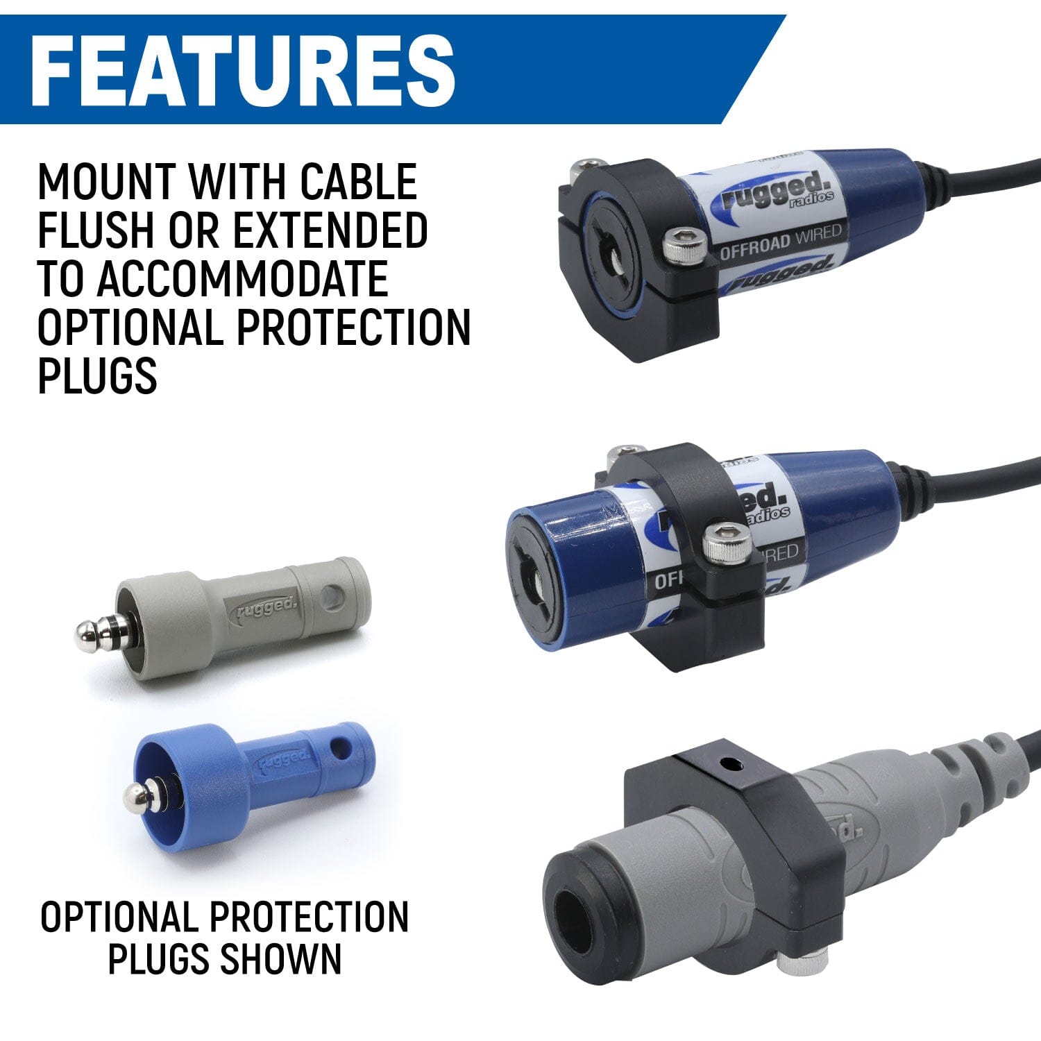 Single Headset / Helmet Jack - Bar Mount – Rugged Radios