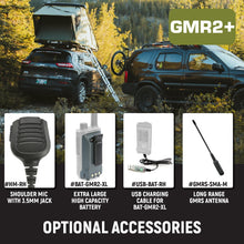 Load image into Gallery viewer, GREAT OUTDOORS PACK - GMR2 GMRS and FRS Two Way Handheld Radios with Lapel Mics and XL Batteries