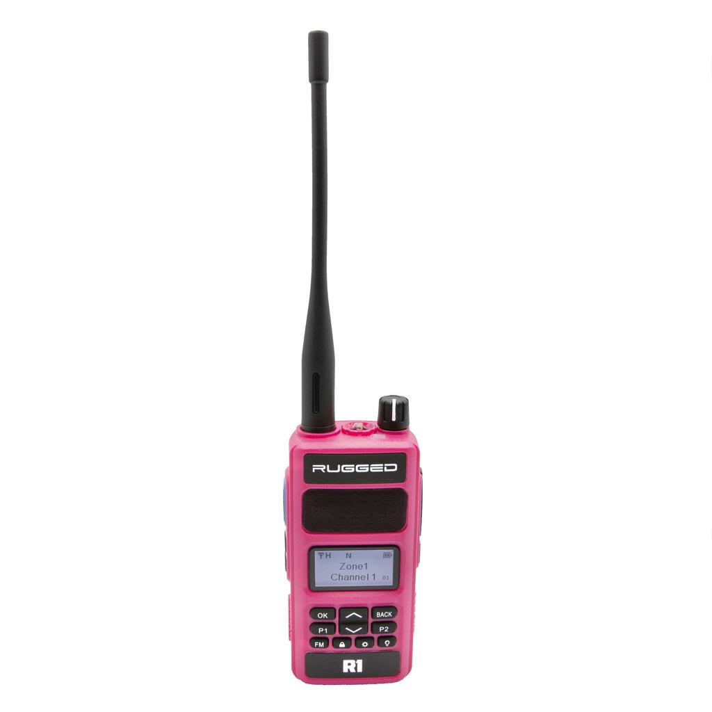 Radio Walkie Talkie Rosa Rugged R1 con Frecuencias VHF y UHF DIGITAL Y ANALOGO - By Rugged Radios