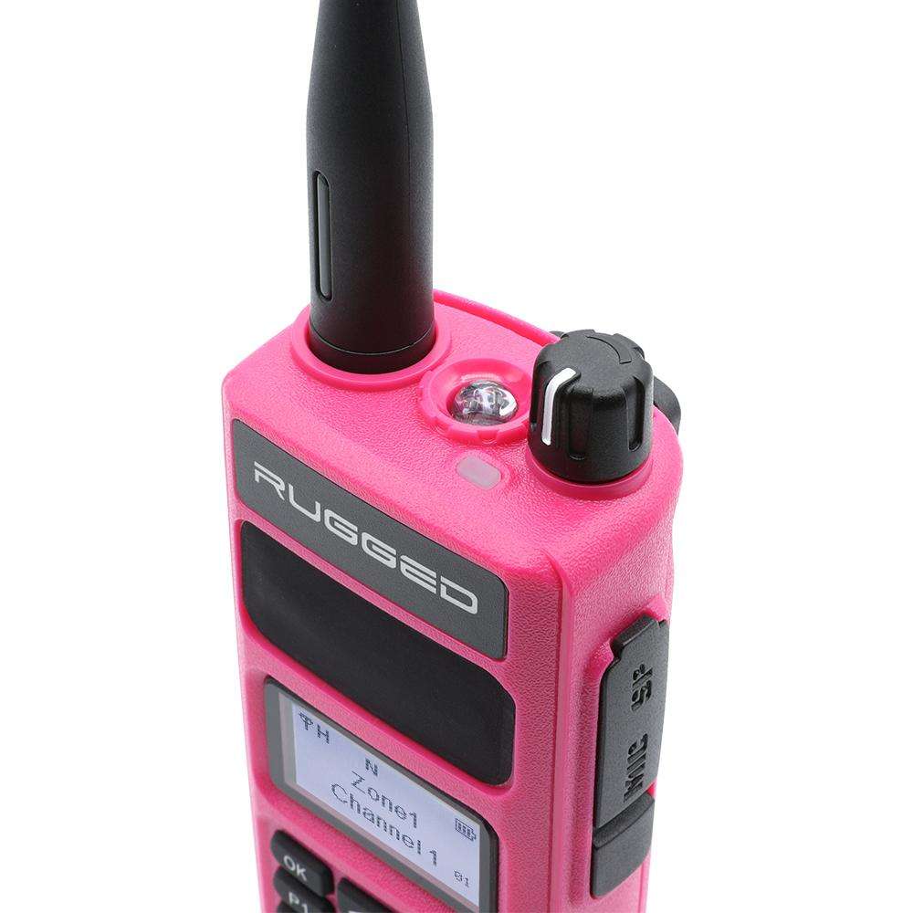 Radio Walkie Talkie Rosa Rugged R1 con Frecuencias VHF y UHF DIGITAL Y ANALOGO - By Rugged Radios