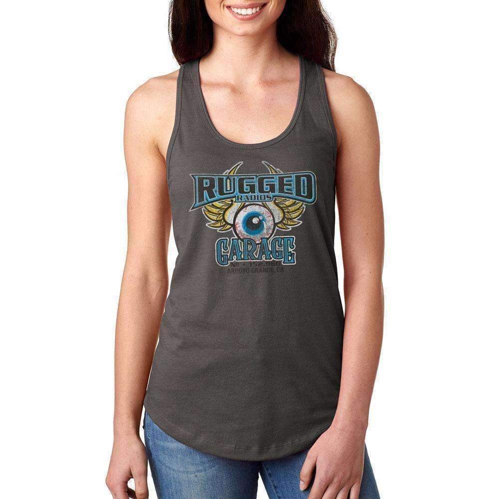 岩田剛典　GODONLYKNOWS WOMEN'S LOGO TANK TOP Rugged Radios GARAGE Ladies Racerback Tank Top - Grey