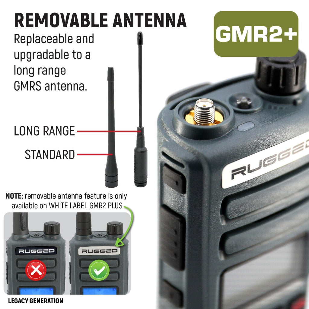 Rugged GMR2 PLUS GMRS and FRS Two Way Handheld Radio - Grey