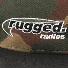 Load image into Gallery viewer, Rugged Radios Flat Bill Snapback Hat (Black / Camo)